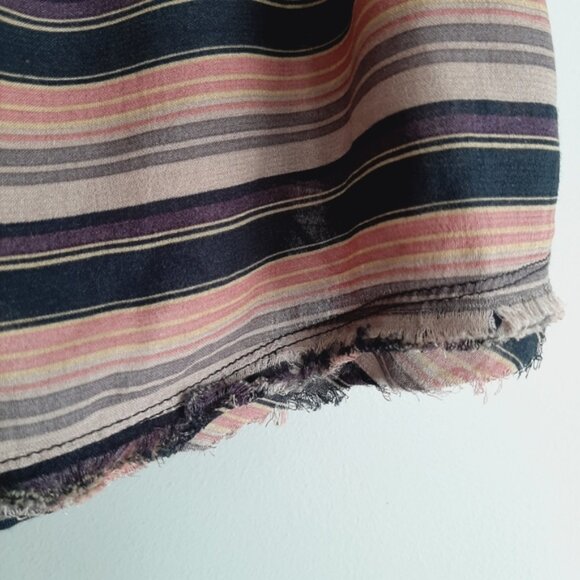 LUCKY BRAND Off-Shoulder Stripped Boho Folk Top Raw Hem Sz S Flawed - Picture 5 of 13